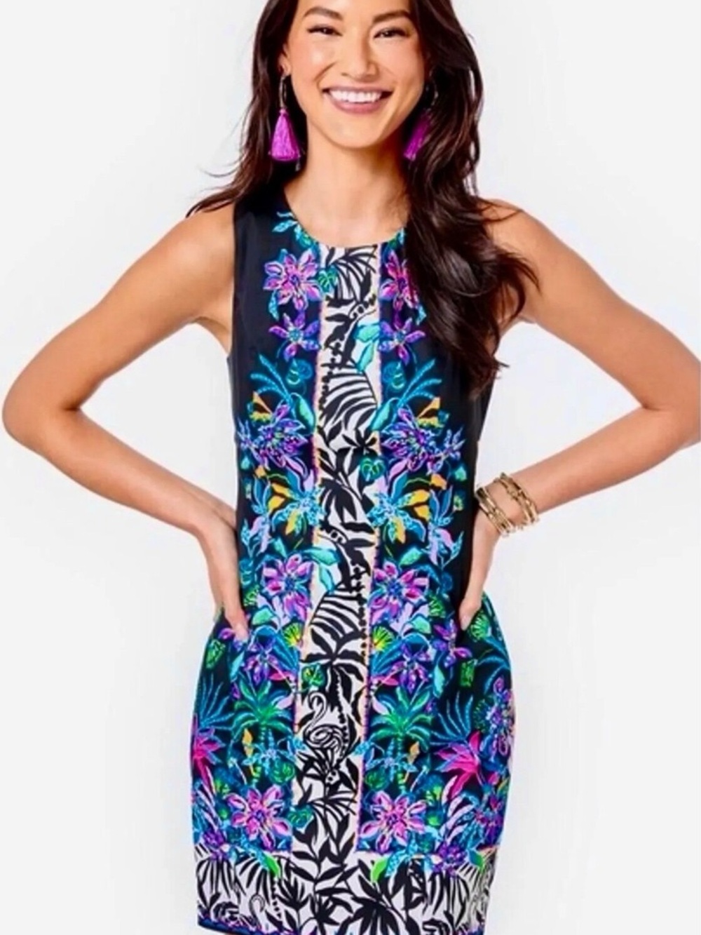 Lilly Pulitzer Mila Dress - Onyx Paradise Glow Engineered (NWT)